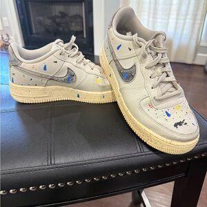 Nike Air Force 1 Gray Sneakers Paint Splatter